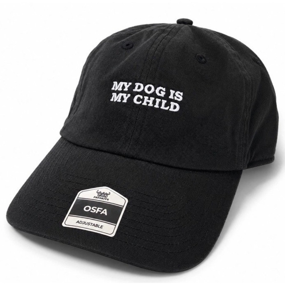 My‎ Dog Is My Child Black Dad Hat Cap OSFA Adjustable Embroidered Pet Lover NWT